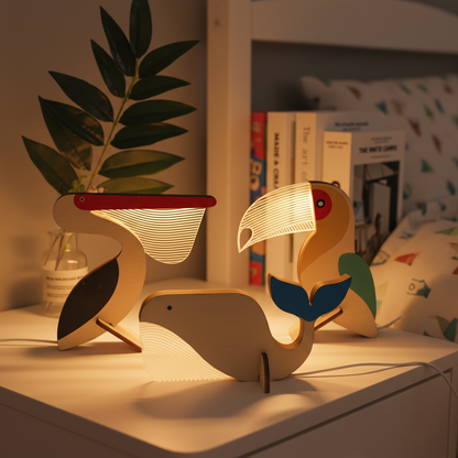 Acryl Holz LED Lampe - Glowfauna