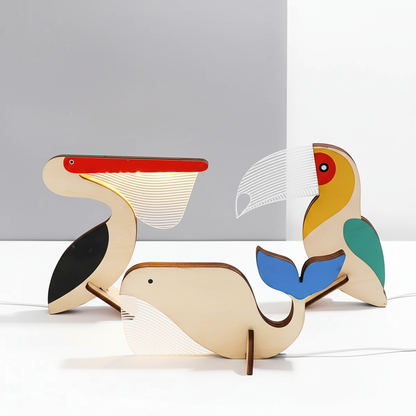 Acryl Holz LED Lampe - Glowfauna