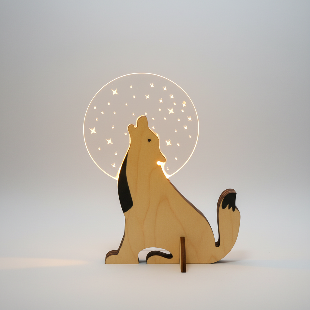 Acryl Holz LED Lampe - Glowfauna