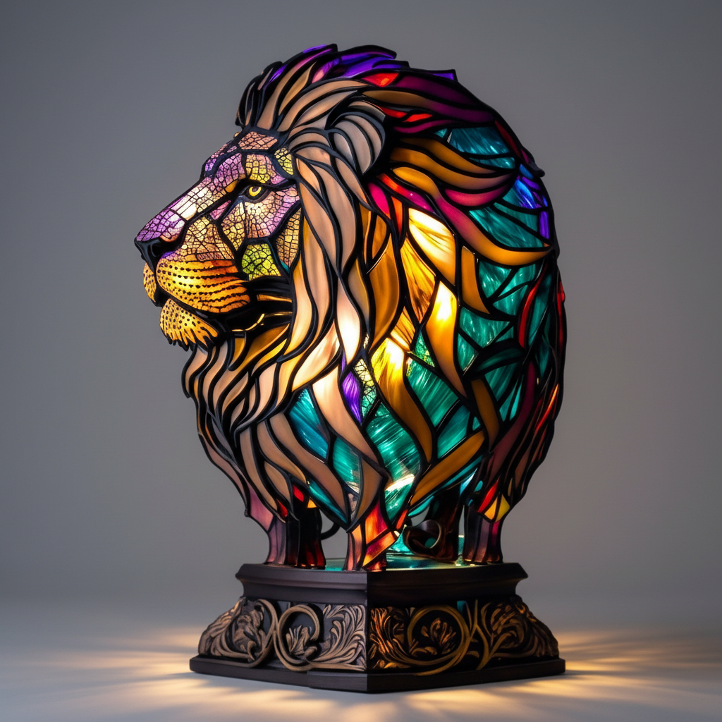 Handgefertigte Mosaiklampe Tierkopf - GleamPaw