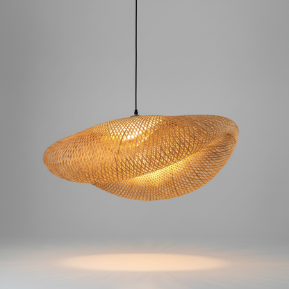 Handgewebte Rattan Hängelampe - WovenGlow