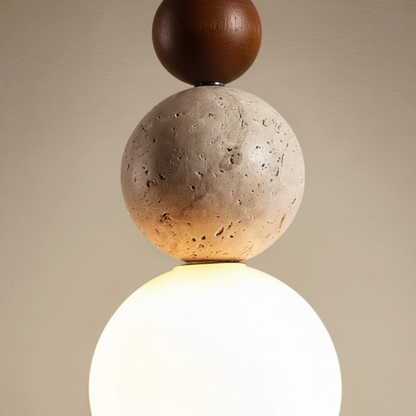 Hängelampe Travertin Holz - WoodSphere