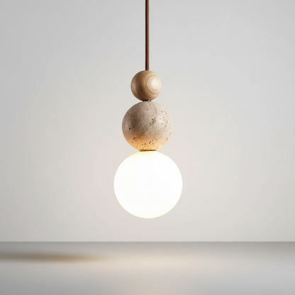 Hängelampe Travertin Holz - WoodSphere