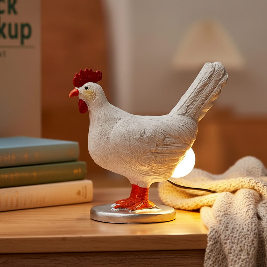 Keramik Hühnerfigur Leuchte - CluckLite
