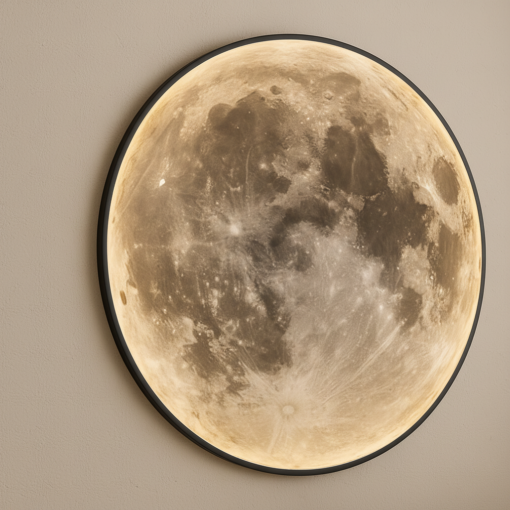 Runde Wandlampe Mit Monddruck - Moonique
