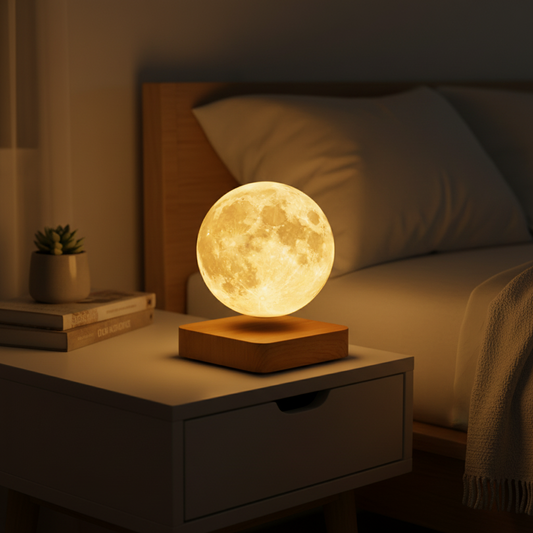 Schwebende Mondlampe Aus Holz - Gloworb