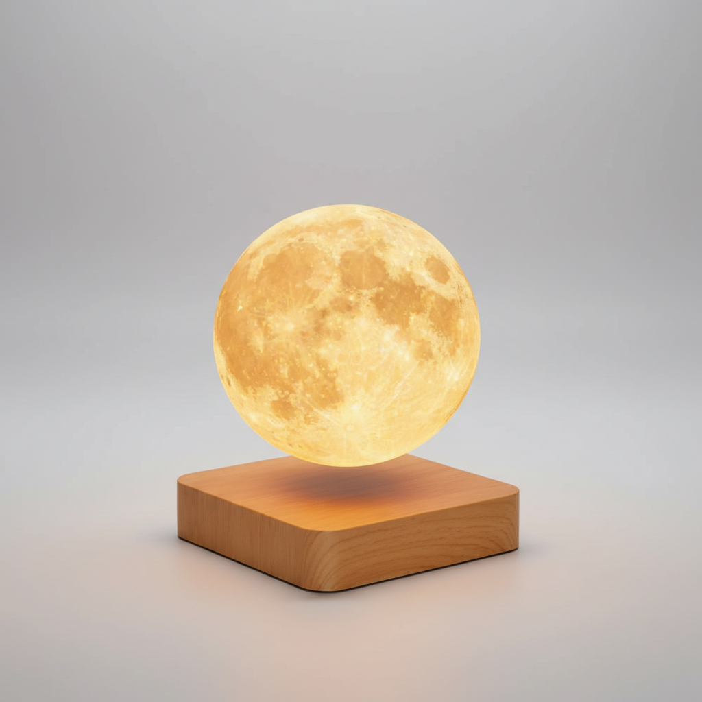 Schwebende Mondlampe Aus Holz - Gloworb