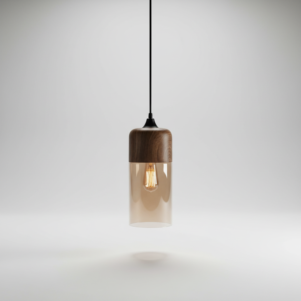 Skandinavische Holzglas Hängeleuchte - ScandiSphere