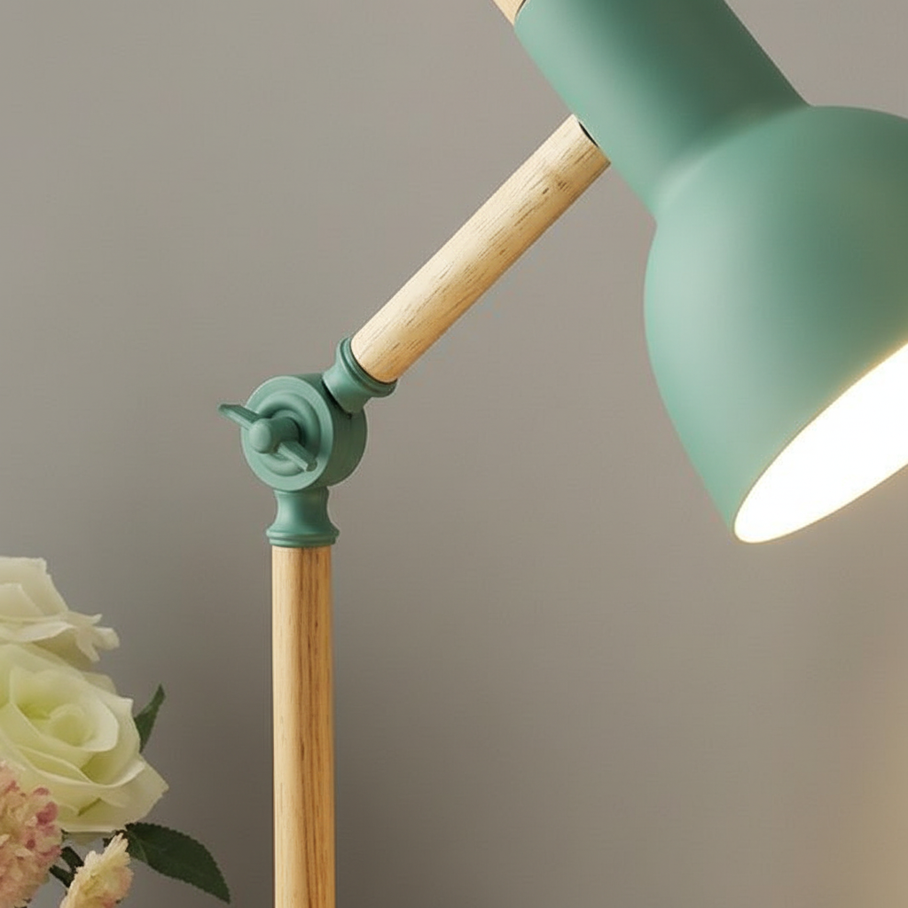 Skandinavische Tischlampe Holz Metall - Lumibrook