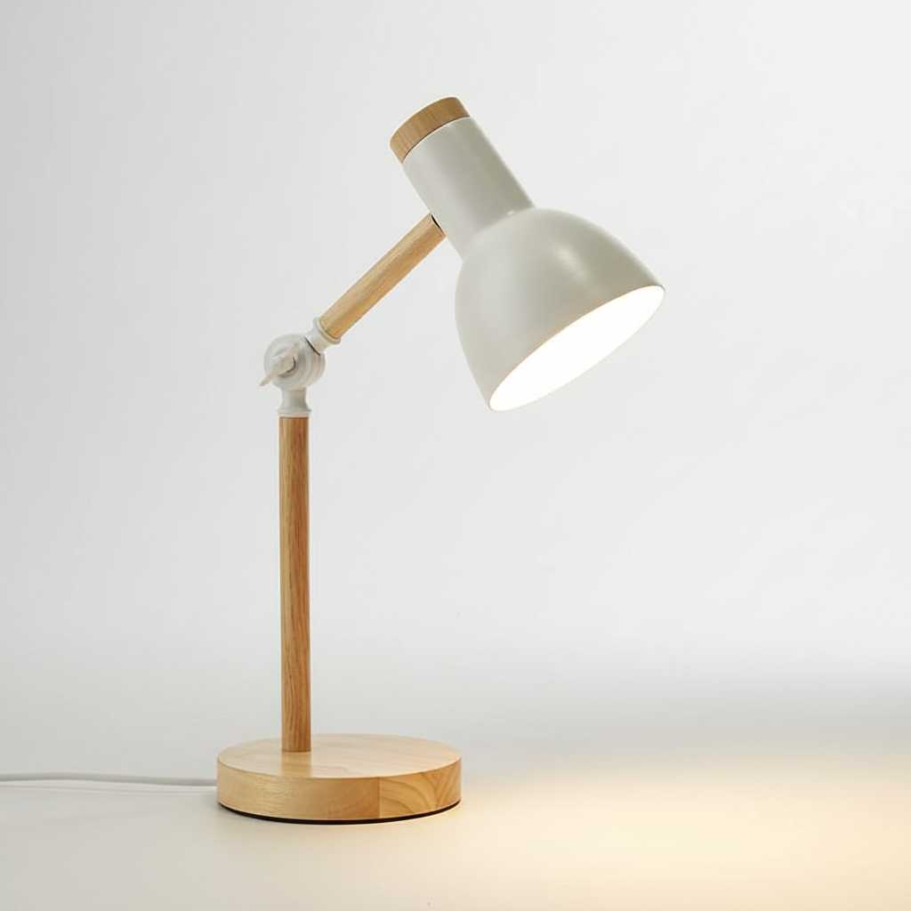 Skandinavische Tischlampe Holz Metall - Lumibrook