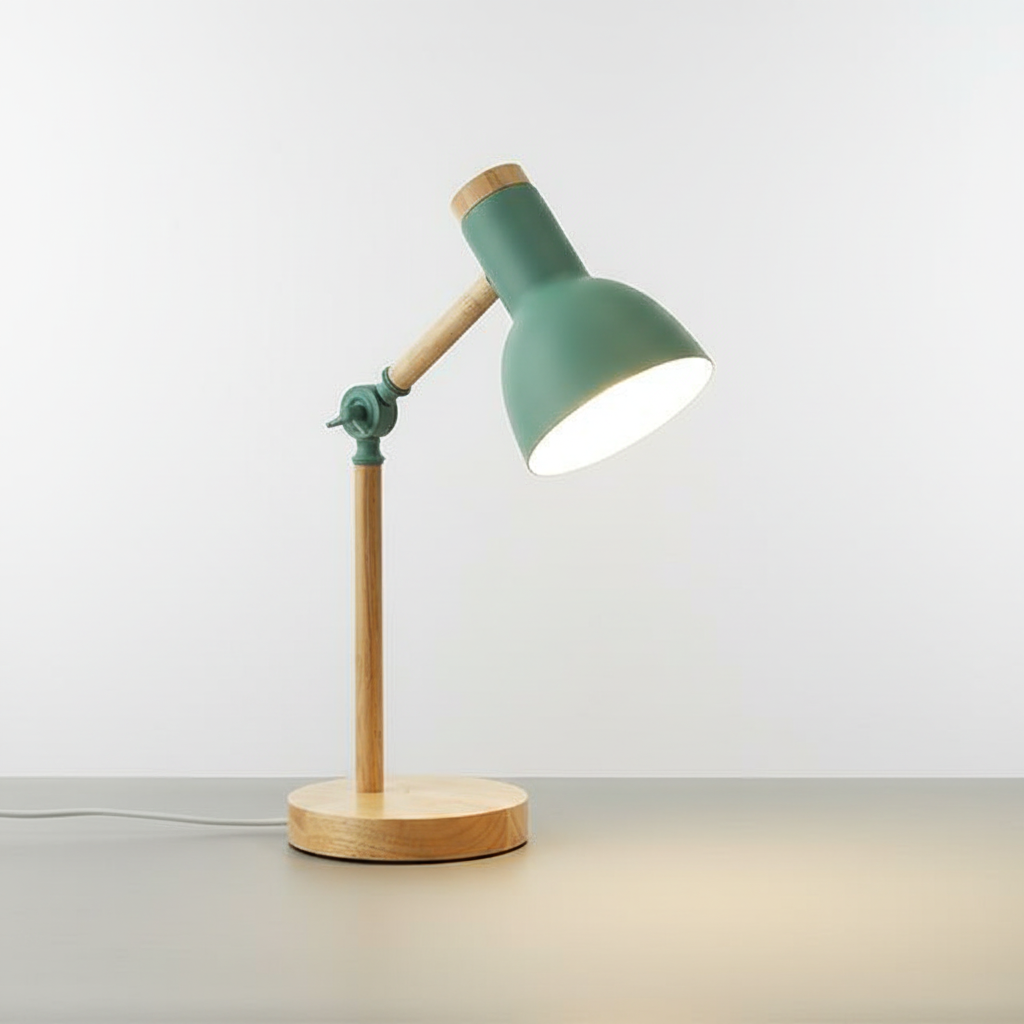 Skandinavische Tischlampe Holz Metall - Lumibrook