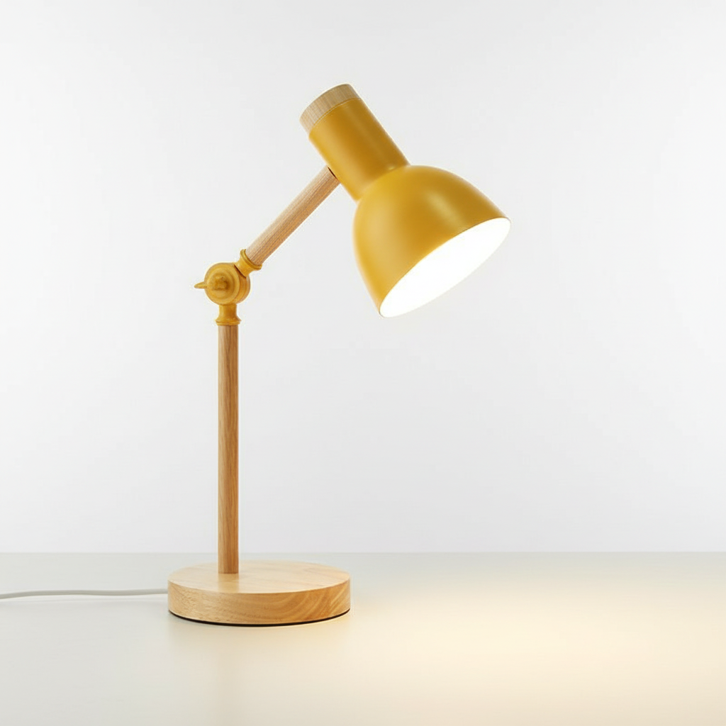 Skandinavische Tischlampe Holz Metall - Lumibrook