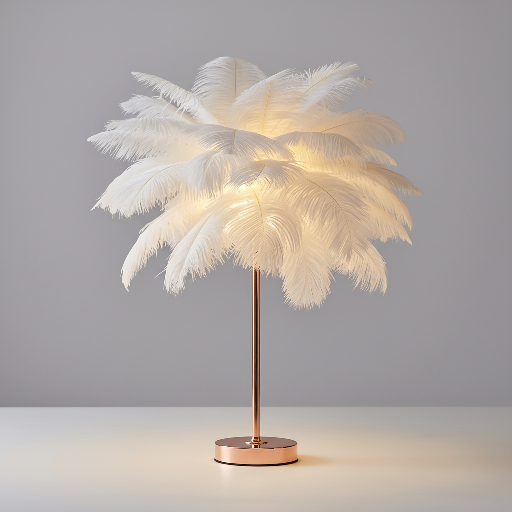 Tischlampe Mit Federschirm - PalmGleam