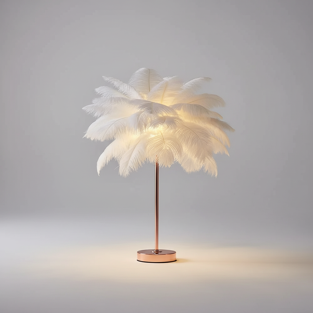Tischlampe Mit Federschirm - PalmGleam