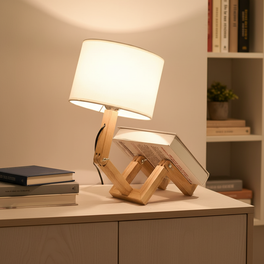 Verstellbare Hölzerne Tischlampe - Lampique