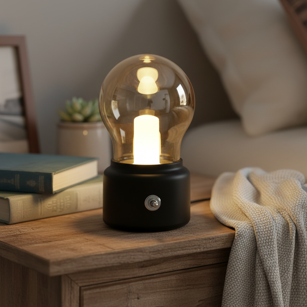 Vintage Tischlampe Aus Glas - AmbiBulb
