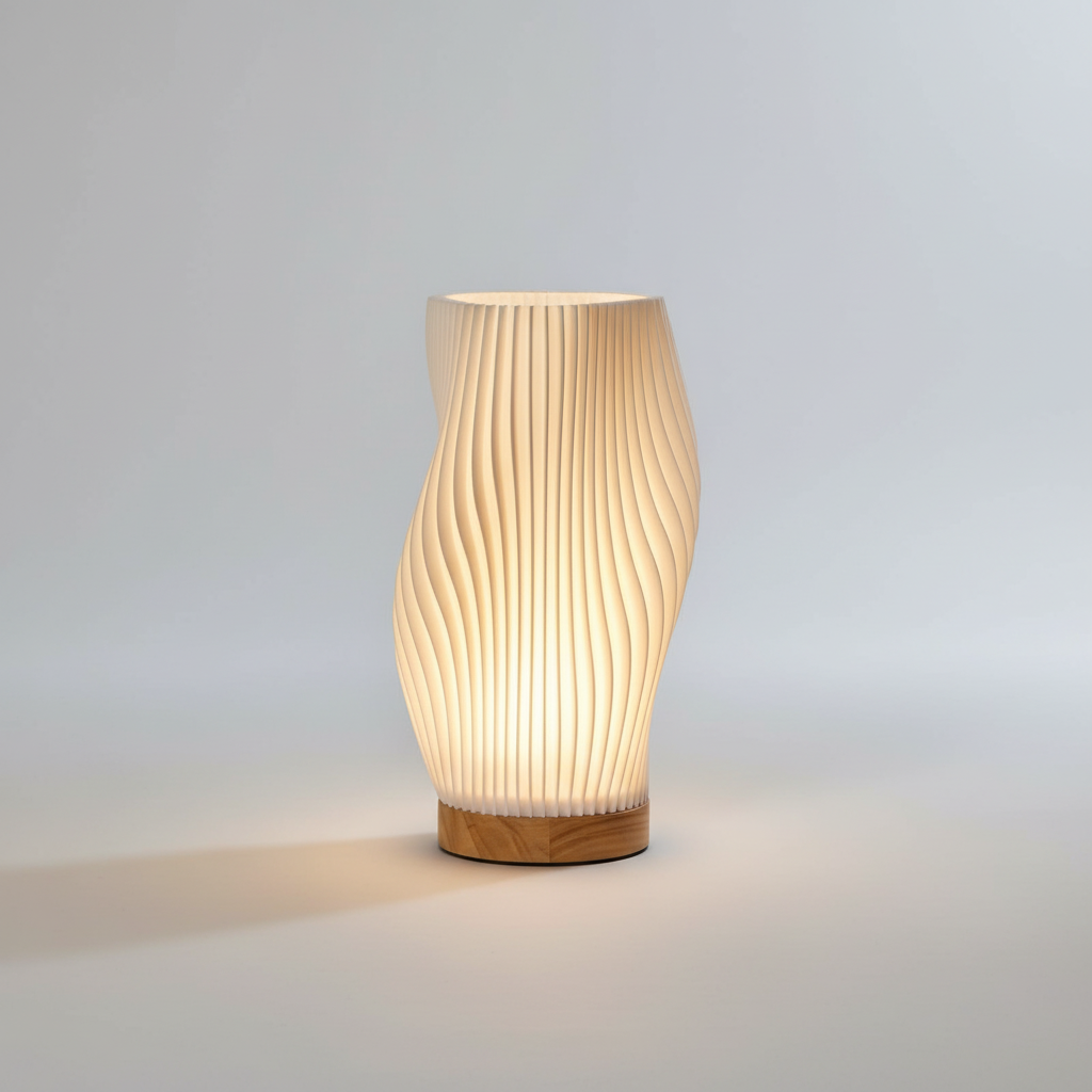 Wellenförmige Tischleuchte - GlowRipple